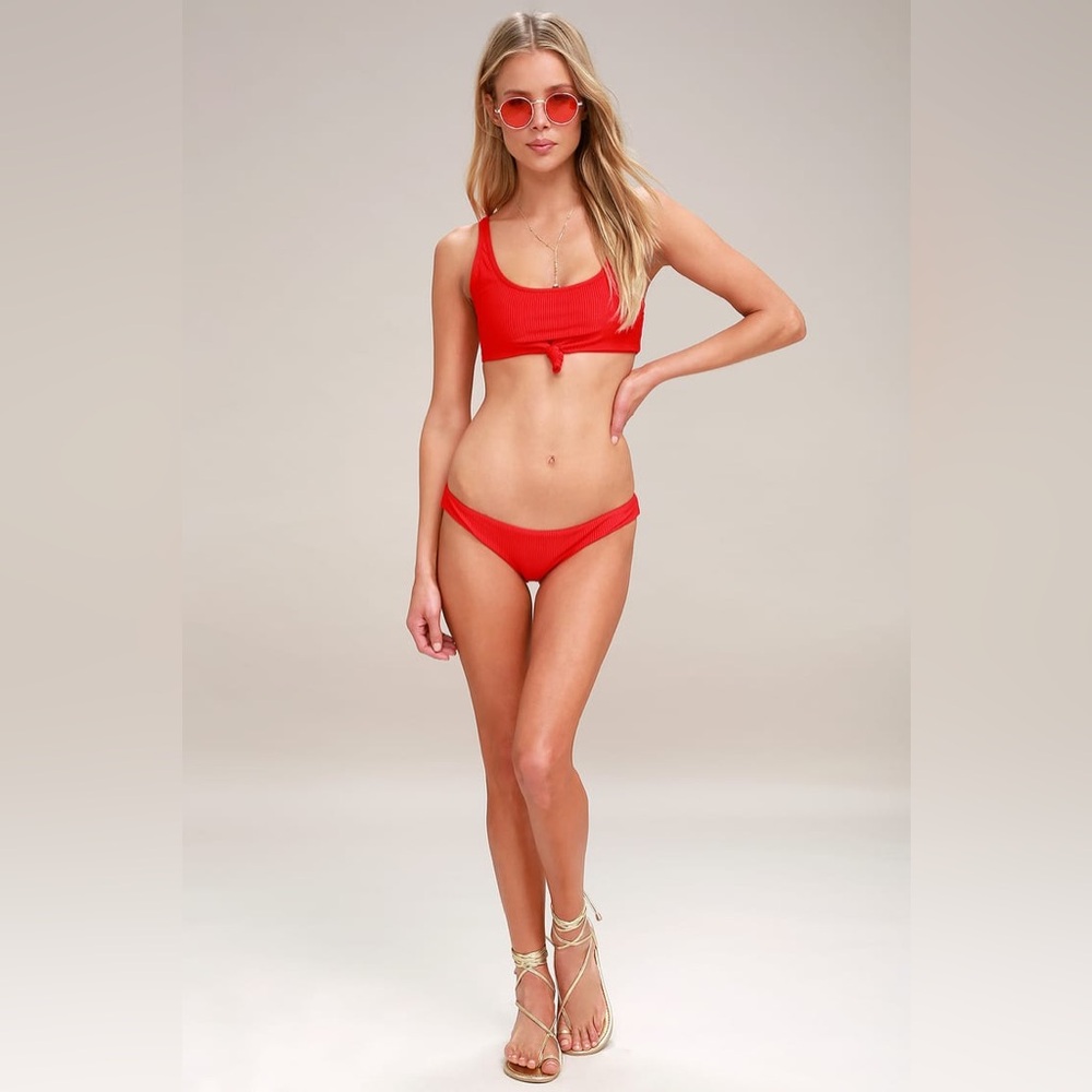 Frankie’s bikinis red Greer bikini set new no tags large swim